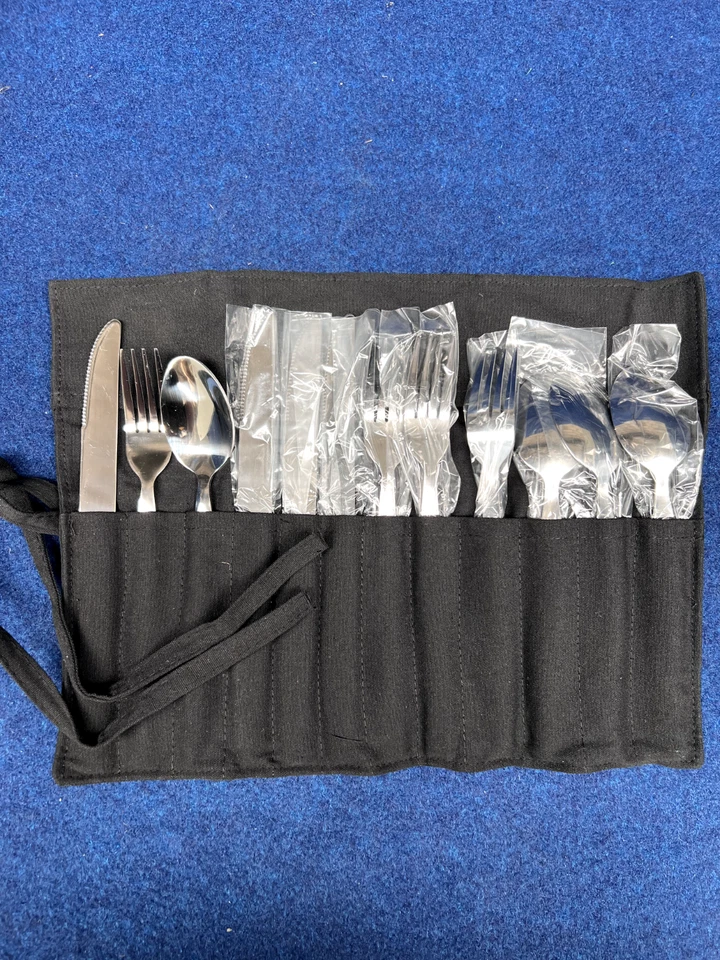 Juego de cubiertos Campfire 12 piezas TOTALMENTE NUEVO x4 tenedor, x4 cuchara, x4 cuchillo con bolsa de transporte Foto 3 de 4