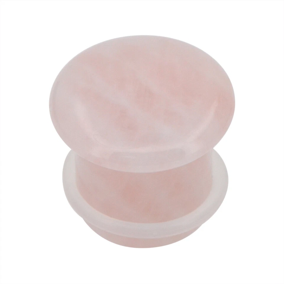 Par de tapones de piedra de cuarto de galón rosa de una sola llamarada calibre orgánico tamaño 8ga a 5/8 pulgadas E554 Foto 2 de 3