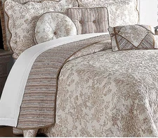 LAURAL MANOR TOILE GARDEN FINE LINEN BEDSPREAD - TAUPE - KING