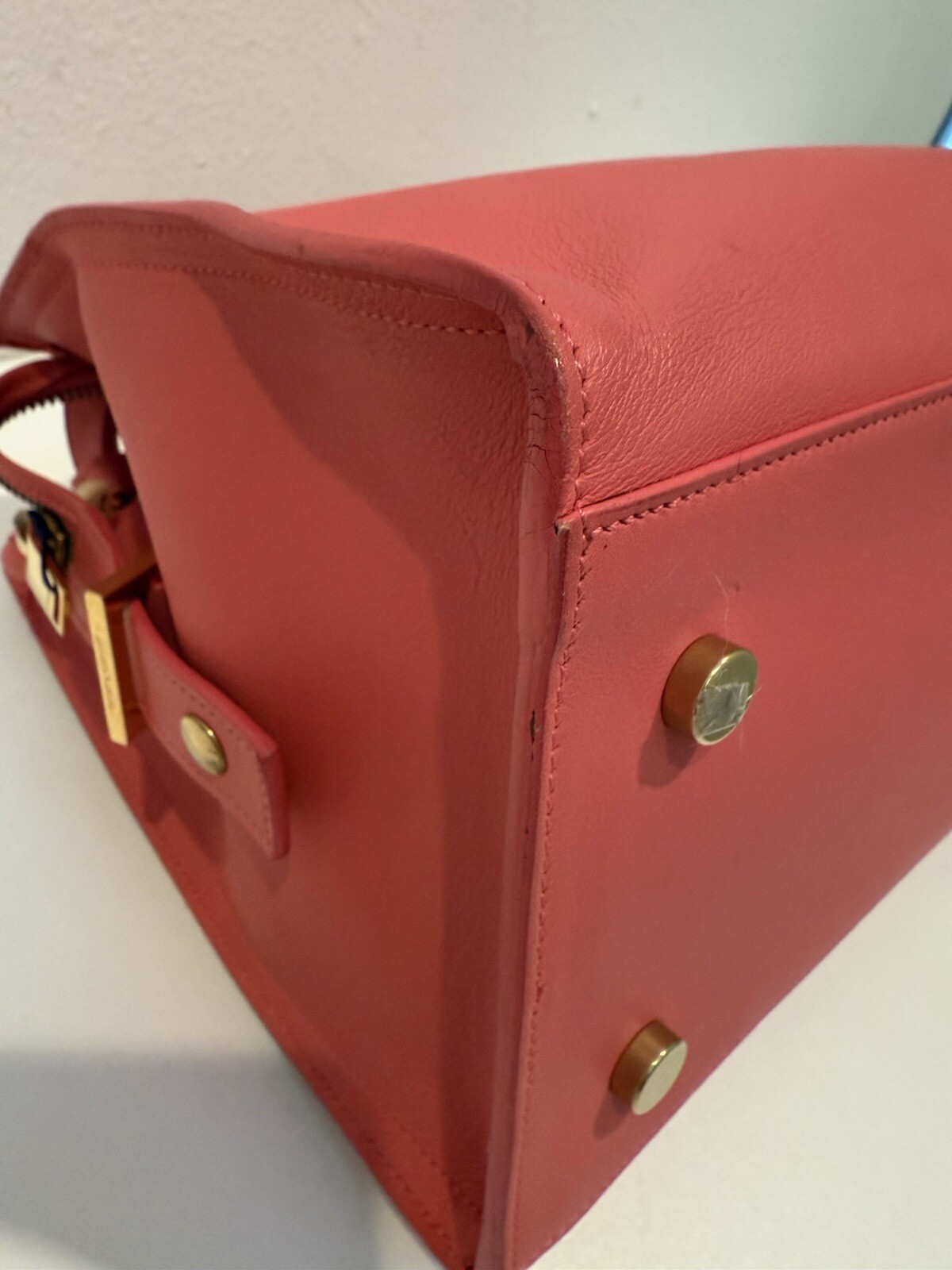 Autentica borsa a tracolla YSL Saint Laurent in pelle rosa Cabas