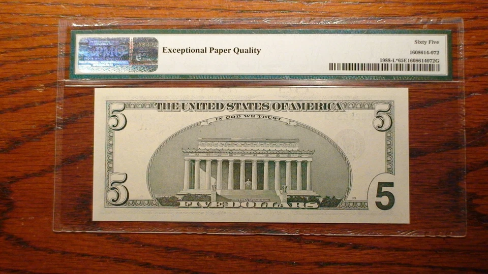 2001 PMG GEM 65 EPQ FIVE DOLLAR SAN FRANCISCO *STAR* NOTE HI GRADE $5.00 BILL! - Image 4 of 4