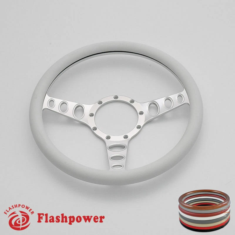 14" Billet Steering Wheel White Half Wrap Chevrolet Monte Carlo Camaro w/ Horn - Image 2 of 4