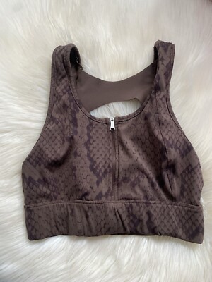 Varley Fay Sports Bra Top Back Cut Out Snake Python Print S