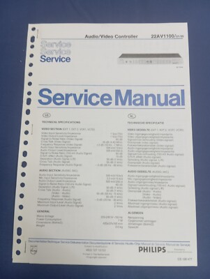 PHILIPS 22AV1100 Vintage Audio Video Controller SERVICE MANUAL ORIGINAL Schemas