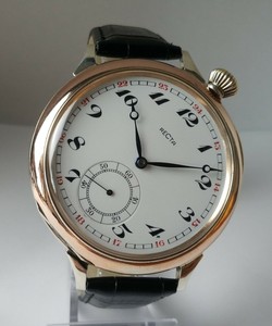 Recta 1910's Wristwatch Men's Gift, 0,800 Solid Silver Case, Porcelain Dial