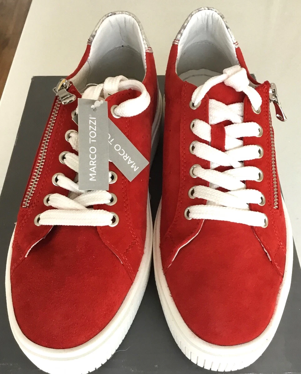 Bright red suede trainers sneakers size 6 by Marco Tozzi eBay