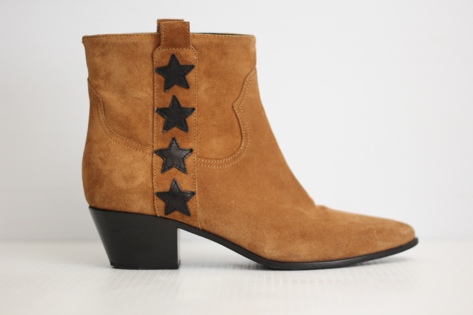 Saint Laurent YSL Stivaletto Rock Star con applicazione a stelle Scamosciato marrone 5 5 (C8)