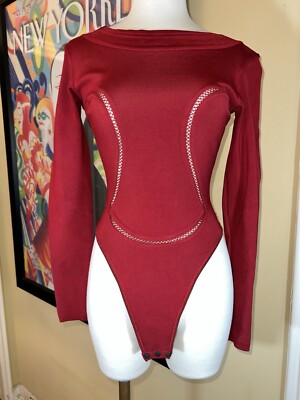 AZZEDiNE ALAiA PARiS  Red Bodysuit  Sz Med Vintage 80-90s PREOWNED