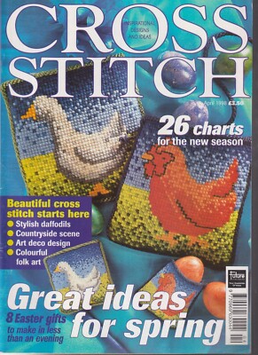 Cross Stitch Mag Apr 1998~No Cover Gift~Great Ideas For Spring