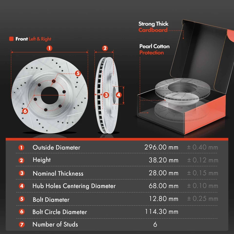 Rotor dianteiro e traseiro perfurado e pastilha de freio de cerâmica para Nissan Frontier Xterra Suzuki - Imagem 2 de 4