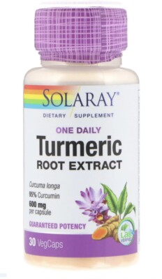 Solaray Kurkumawurzelextrakt One Daily 600mg 95% Curcumin 30 pflanzliche Kapseln