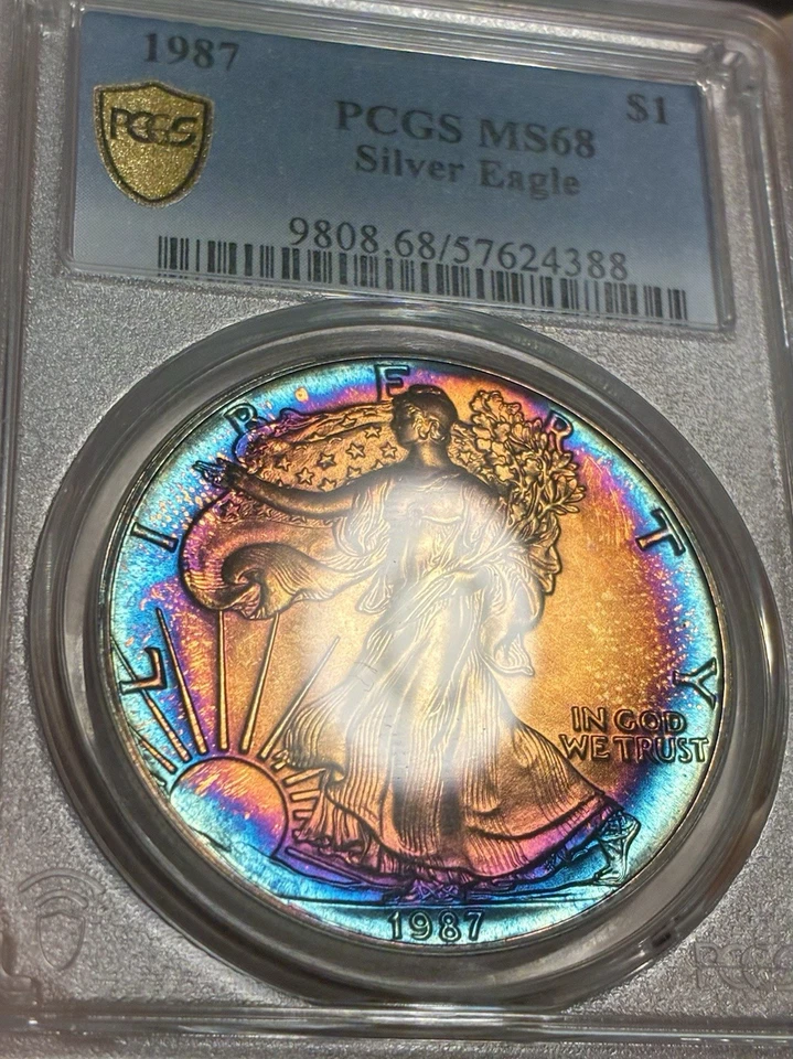 1987 American silver eagle  PCGS MS68 (MONSTER DOUBLE SIDED TONER) - Image 4 of 4
