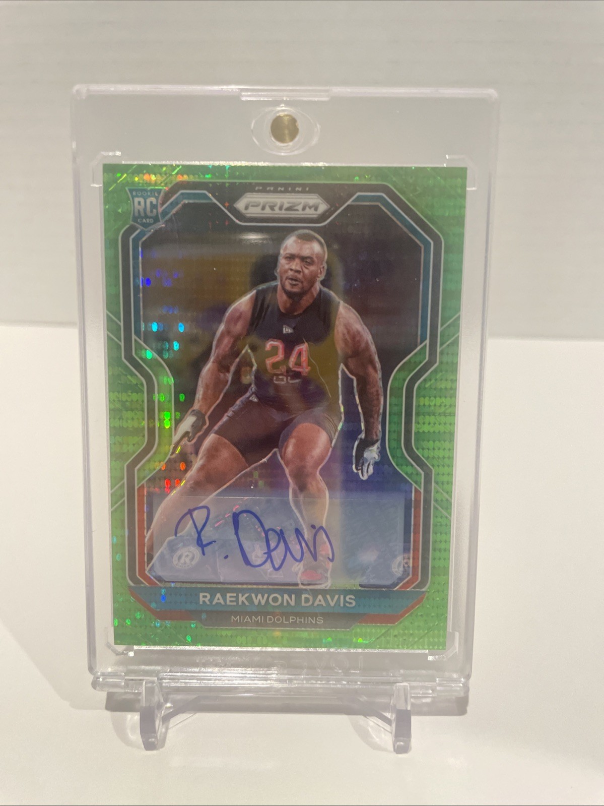 2020 Panini Prizm Raekwon Davis Rookie Neon Green Pulsar Auto #341 Dolphins￼ RC