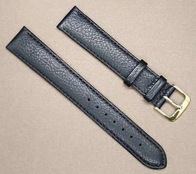 Gent's Vintage NOS Speidel 18X-Long Black Padded & Stitched Cowhide Watch Band 