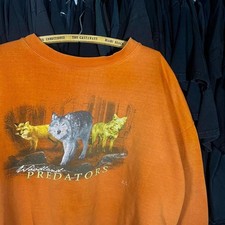 Orange vintage 90s nature wildlife wolf wilderness crewneck sweatshirt Size XL