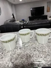 3 pc Lot Pyrex Spring Blossom Milk Glass Coffee Mugs Crazy Daisy Vtg 410 300 ml