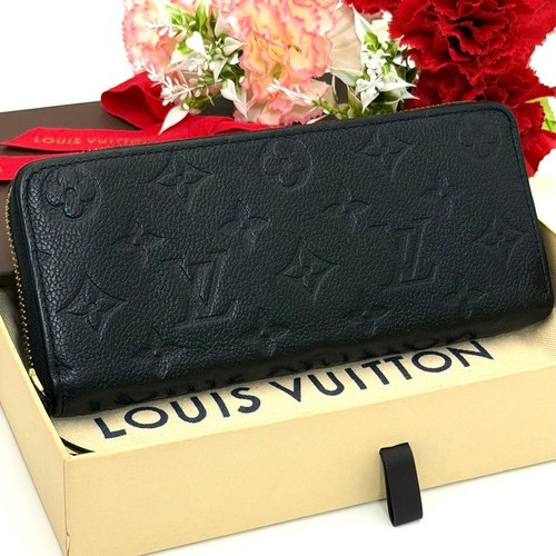 Louis Vuitton Monogram Empreinte Clemence Long Wallet Black Gold Japan 07631