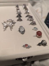 A lot of Cocktail Rings : Steel/Silver Plated Adjustable Size