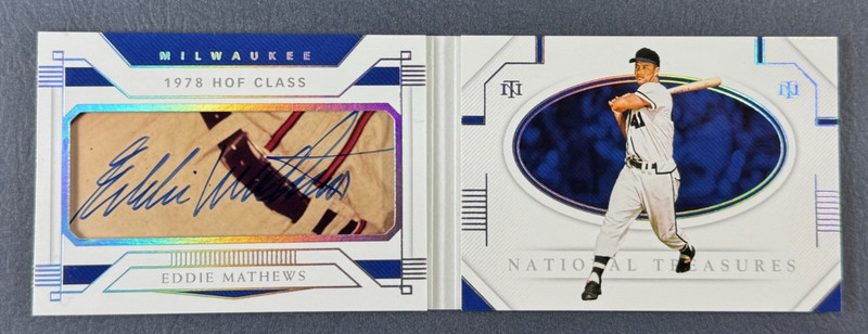 2021 National Treasures Eddie Mathews Cut Signatures Auto /10 Milwaukee Braves