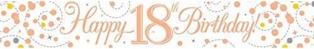 Happy 18th Birthday Rose Gold 2.7m foil Banner Party Decoration Holographic 18