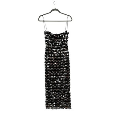 New Arrivals Phoenix In Night Rider Lily Sequin Midi Dress Silver Black 34 US 0