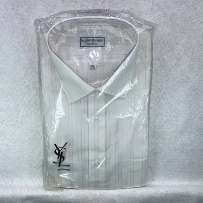 Vintage Yves Saint Laurent Men's Dress Shirt Size 16 1/2 (32-33) White/Pink NWT - Image 1 of 4