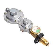 Two-Stage Propane Regulator Horizontal with Gauge and POL 2 Stage Regulator 3...