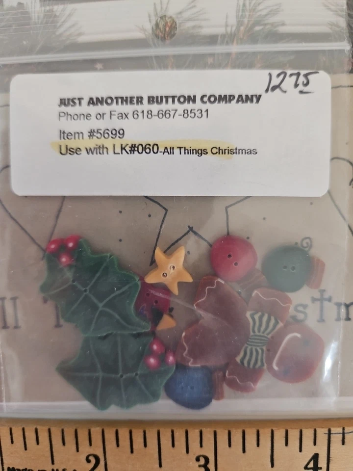 Lizzie☆Kate ALL THINGS CHRISTMAS Counted Cross Stitch Pattern #060 & Button Pack - Image 2 of 4