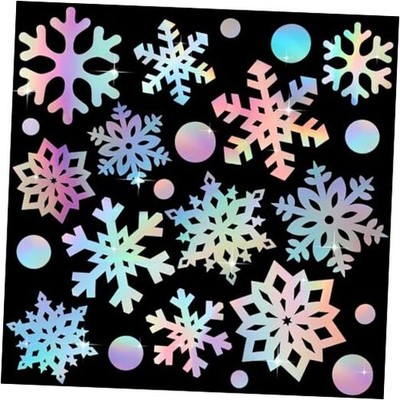  60 Pcs Christmas Snowflake Snowball Cutouts Iridescent Paper Snowflakes 