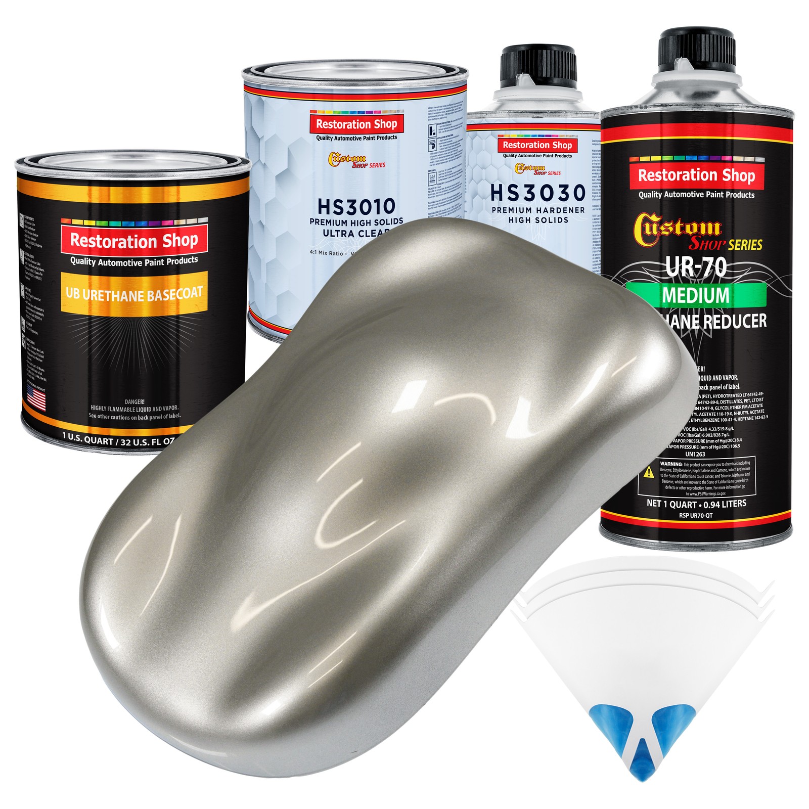 Pewter Silver Metallic Premium Quart URETHANE BASECOAT CLEARCOAT Auto Paint Kit