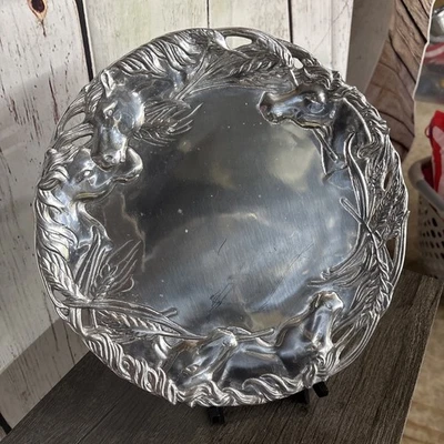 Arthur Court Equestrian Horse 12 Inch Polished AlloyRound Tray - Image 1 of 4