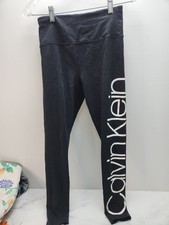Vintage Calvin Klein Performance Stretch Small Black Leggings White Logo D2