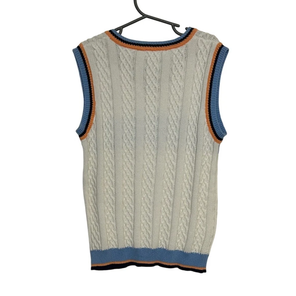Chaleco Suéter Vintage Kitestrings by Hartstrings Azul Claro y Blanco Talla 6 Foto 4 de 4
