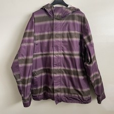 Burton The White Collection Jacket Men  s Sz XL Striped Hooded Ski Snowboard