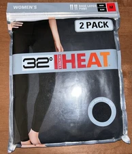 NIP 32 Degrees Heat Women's - 2 Pack Black Base Layer Pants NEW med Medium