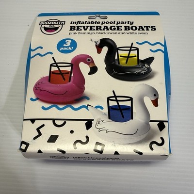 BigMouth Infatable Beverage Boats 3 Pack Flamingo, & Black/White Swans