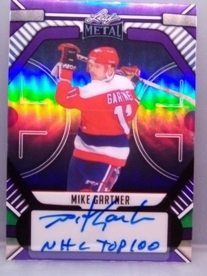 2025 Leaf Metal Legends Hockey #BA-MG1 Mike Gartner Autograph Purple 7/7