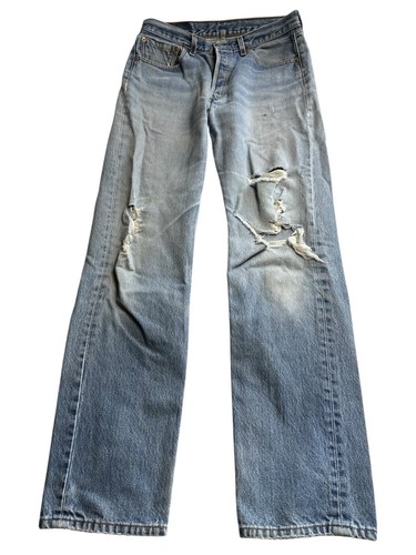 Vintage Levi’s 501 Blue 90s USA Button Fly 1990s Men’s 501xx Distressed 31X32