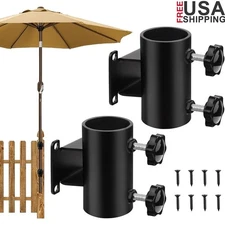 Heavy Duty Steel Umbrella Pole Mount Adjustable Clamp Deck Fence 2 Pack New