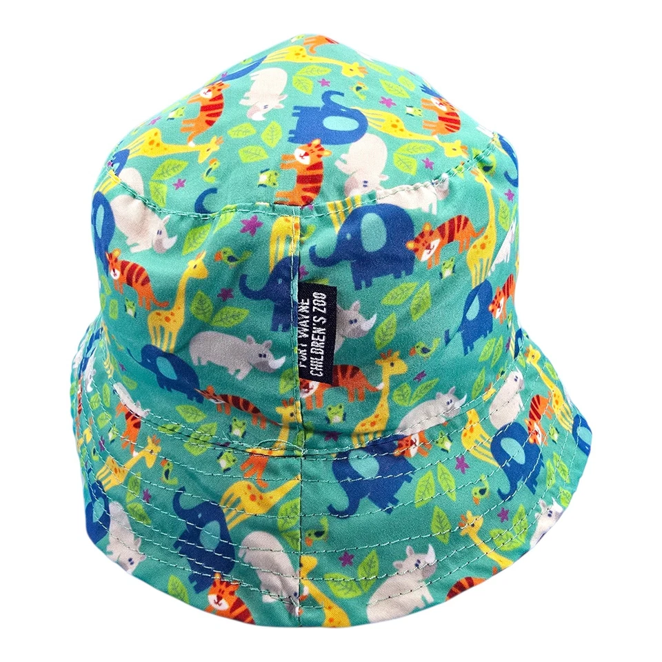 Sombrero de cubo con estampado de animales de safari para niños Fort Wayne Zoo protección solar 6 1/2  Foto 4 de 4