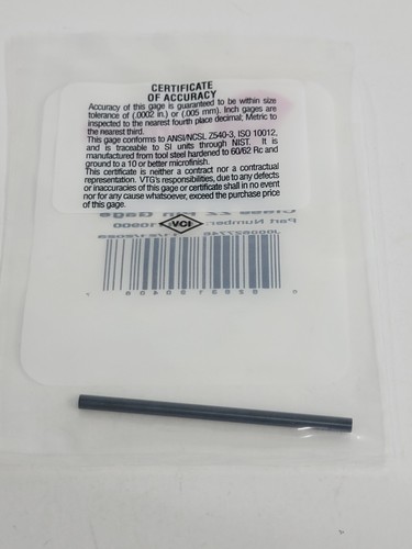 Misuratore Vermont - 911110900 - .109+ calibro perno classe protezione nera ZZ - Foto 2 di 2