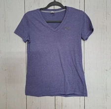 Under Armour Size XS Threadborne Blue V Neck Womens Short Sleeve Active Top