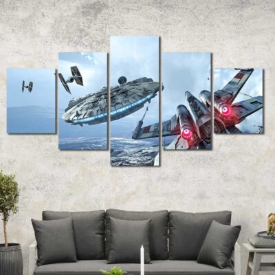 X-Wing Millennium Star Wars Multiple Options 3 4 5 Panel Canvas Wall Art Home