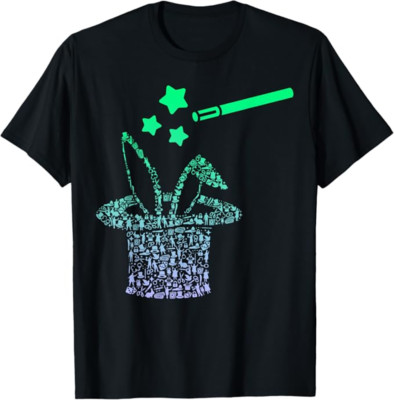 Magician's Hat T-Shirt - Magic Trick Graphic Tee - Black - S TO 5XL