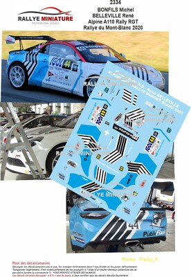 DECALS 1/24 REF 2334 ALPINE A110 RGT BONFILS RALLYE DU MONT BLANC 2020 RALLY