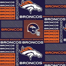 NFL Denver BRONCOS lg. Fat Quarter Orange Blue block/patch cotton Fabric fq mask