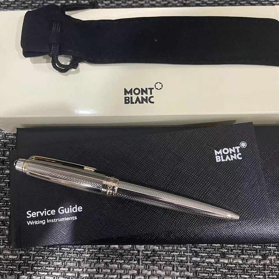 Новая серебристая металлическая шариковая ручка Montblanc 2866 Meisterstuck в форме сетки 164P - Изображение 3 из 4