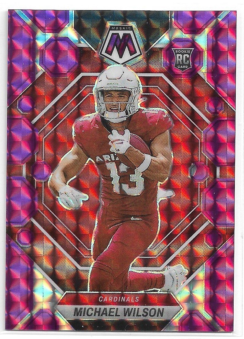 2023 Panini Mosaic Purple Prizm #350 Michael Wilson RC Arizona Cardinals 10/49