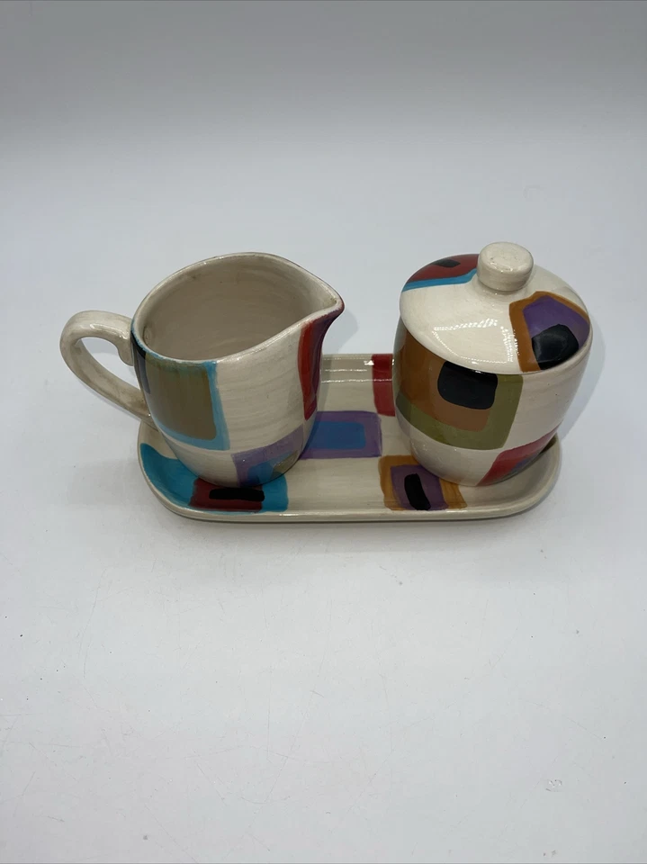 Tabletops Gallery coffee geometric sugar and creamer 4 Piece Set - Image 2 of 4