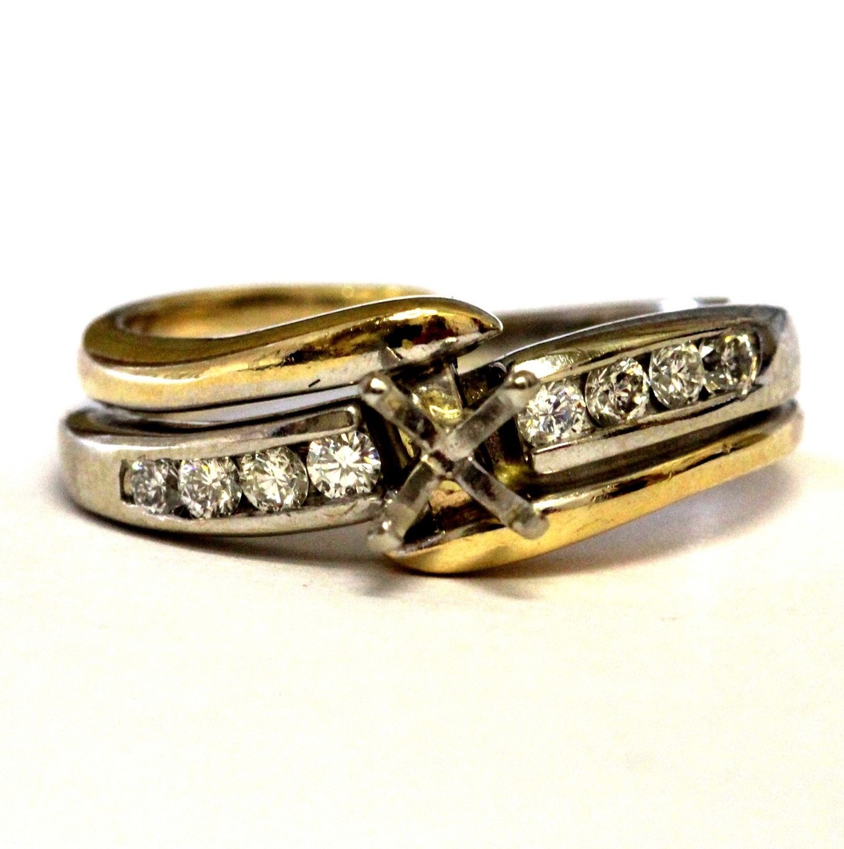 Shane CO 14k white yellow gold diamond semi mount engagement